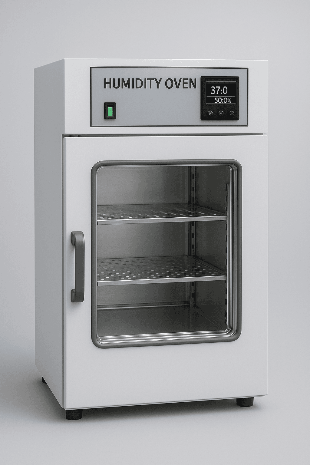 Humidity oven displayed, showcasing a sleek design with a glass door and digital interface for monitoring humidity levels Humidity oven displayed, showcasing a sleek design with a glass door and digital interface for monitoring humidity levels